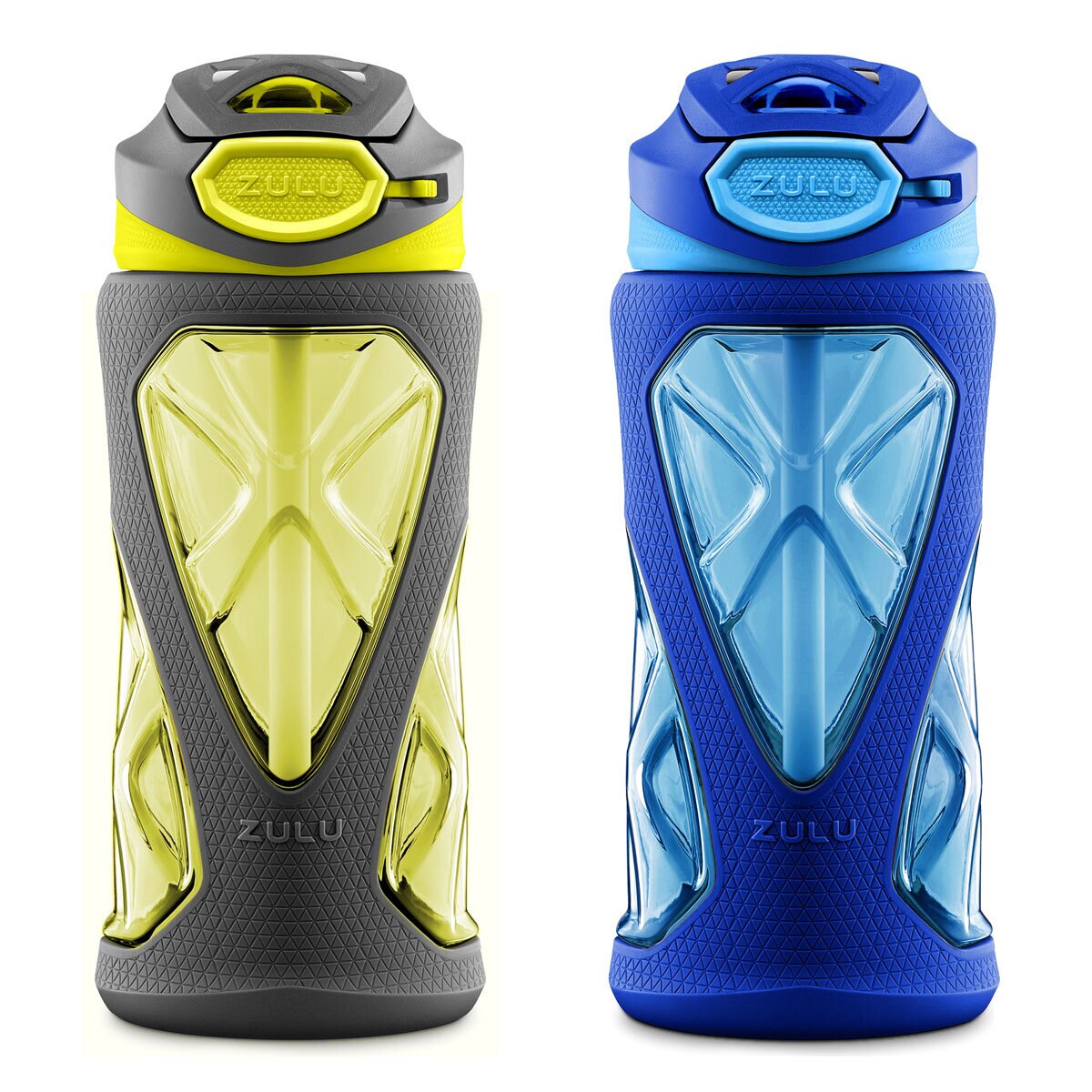 Zulu Kids Water Bottle 473ml, 2 Pack in Blue and Green