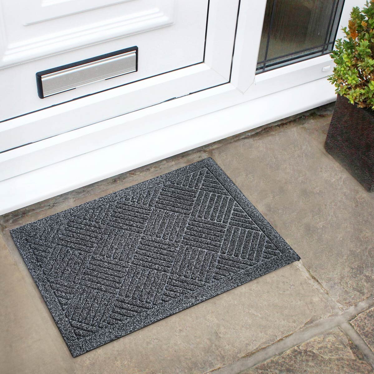 Lifestyle image of mat outside front door