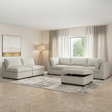Thomasville Tisdale Taupe 6 Piece Modular Fabric Sofa Thomasville Tisdale Taupe 6 Piece Modular Fabric Sofa