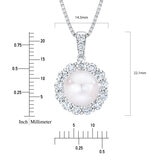 9-10mm Cultured Freshwater White Pearl & 1.15ctw Diamond Necklace, 14ct White Gold