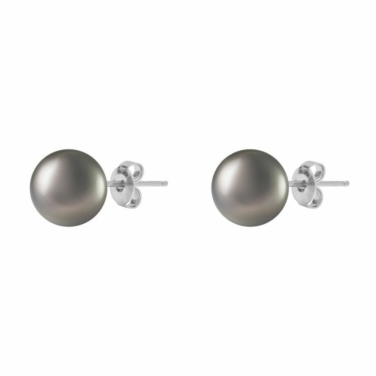 10-10.5mm Tahitian Pearl Earrings, 14ct White Gold 10-10.5mm Tahitian Pearl Earrings, 14ct White Gold