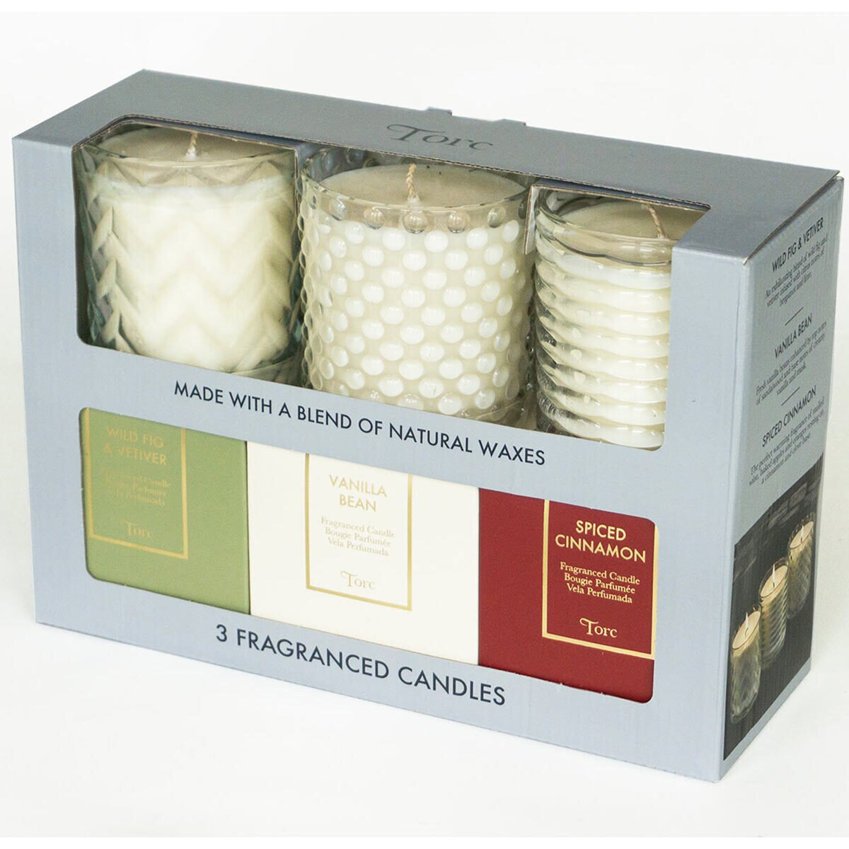 Torc Fragranced Textured Clear Glass Candles, 3 Pack Costco UK
