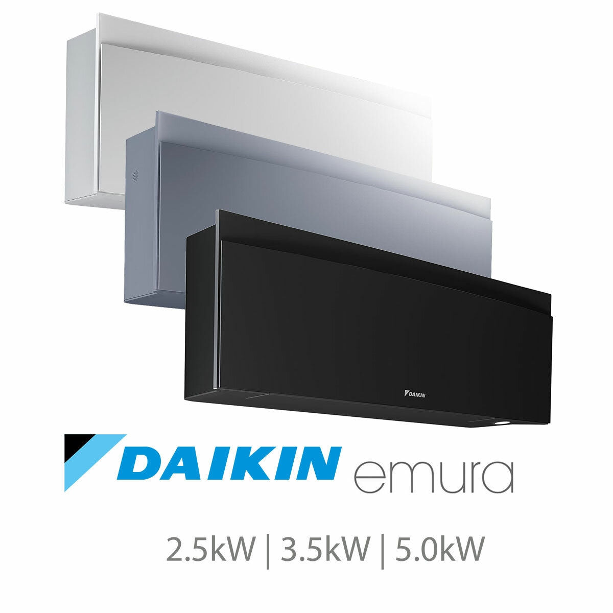Installed Daikin Emura Single Split Air Conditioning Unit for Domestic Use, Available in 3 kW Capacities & 3 Colours