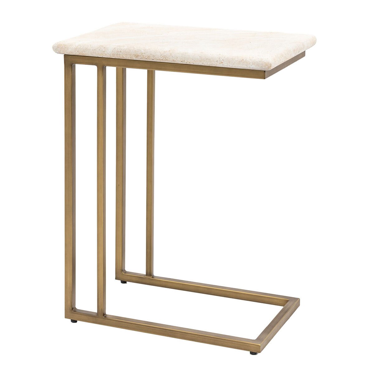 Gallery Moderna White Faux Travertine Sofa Table