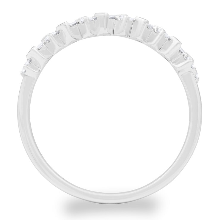 0.30ctw Baguette & Round Brilliant Cut Diamond Band Ring, 18ct White Gold