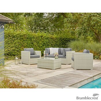 Bramblecrest Kingscote Cloud Rattan 4 Piece Deep Seating Set with Ice Bucket Coffee Table