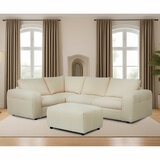 Harper Cream 5 Piece Modular Fabric Sofa with Ottoman