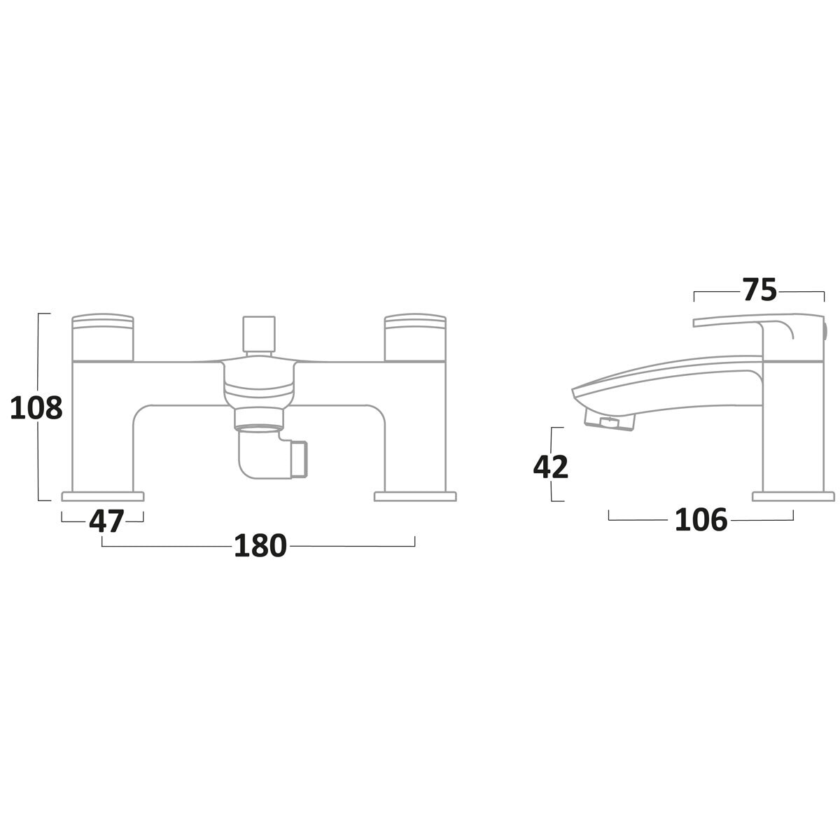 Tavistock Avid Deck Mounted Bath and Shower Tap