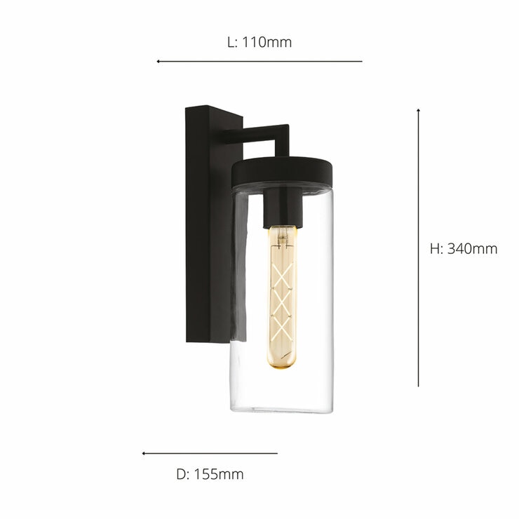EGLO Bovolone 1-Light Modern Black Exterior Wall Lamp EGLO Bovolone 1-Light Modern Black Exterior Wall Lamp