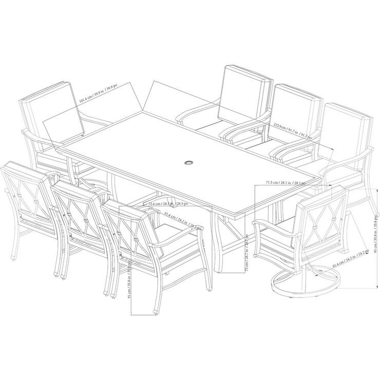 SunVilla Anita 9 Piece Cushioned Dining Patio Set + Cover Costco UK