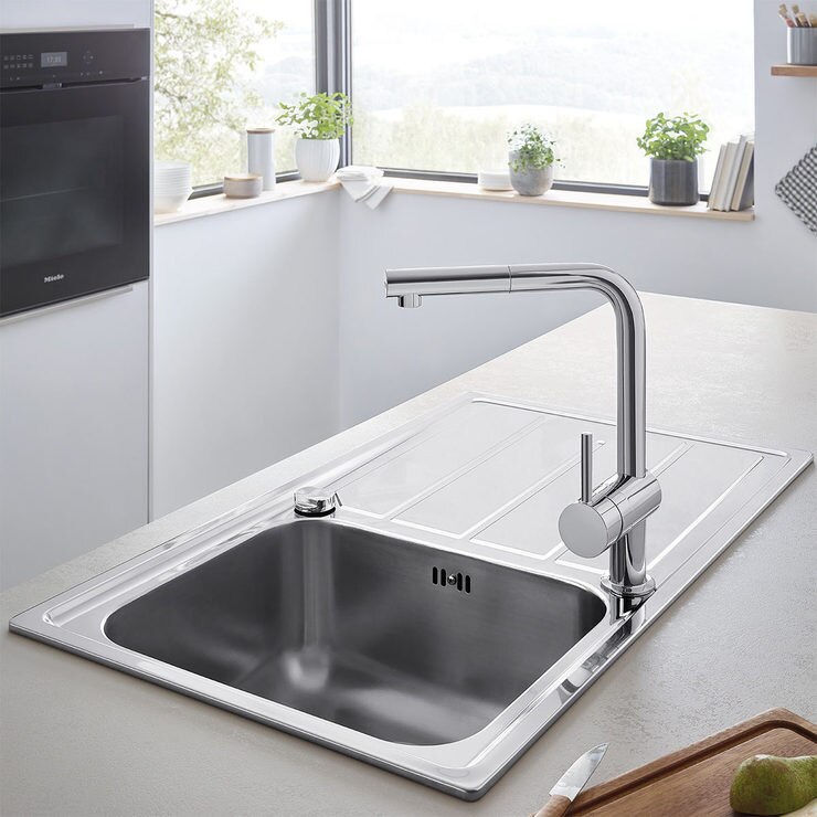 GROHE K500 Stainless Steel Kitchen Sink and Minta SingleLever Mixer