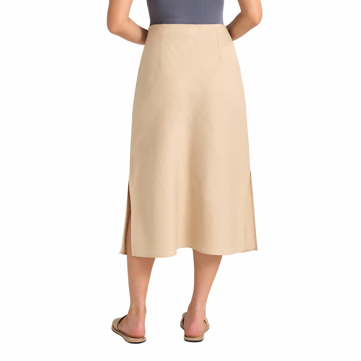 Matty M Women's Linen Skirt in Beige