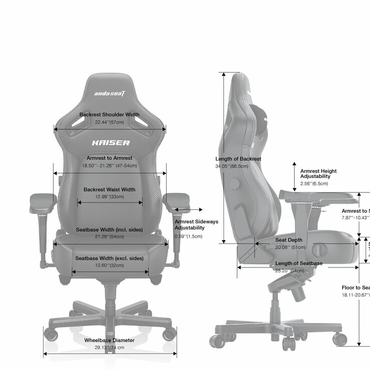 Andaseat Kaiser 4 Chair, Black - Line Drawing