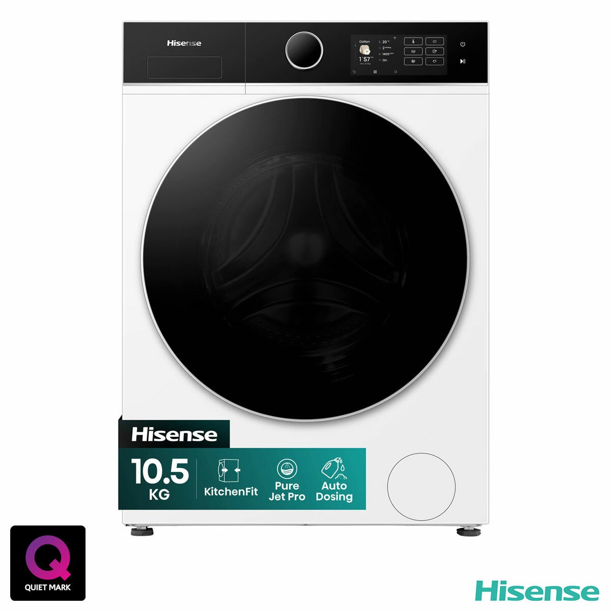 Hisense KitchenFit 5i Series WF5I1045BWQ, 10.5kg Washing Machine, A Rated in White