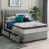 Silentnight 4 Drawer Divan Base with Bloomsbury Headboard in Slate Grey in 3 Sizes