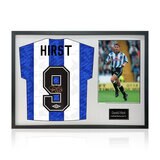 David Hirst Signed Framed SWFC Football Shirt including 1 Photo in 2 Options: White or Black Mount