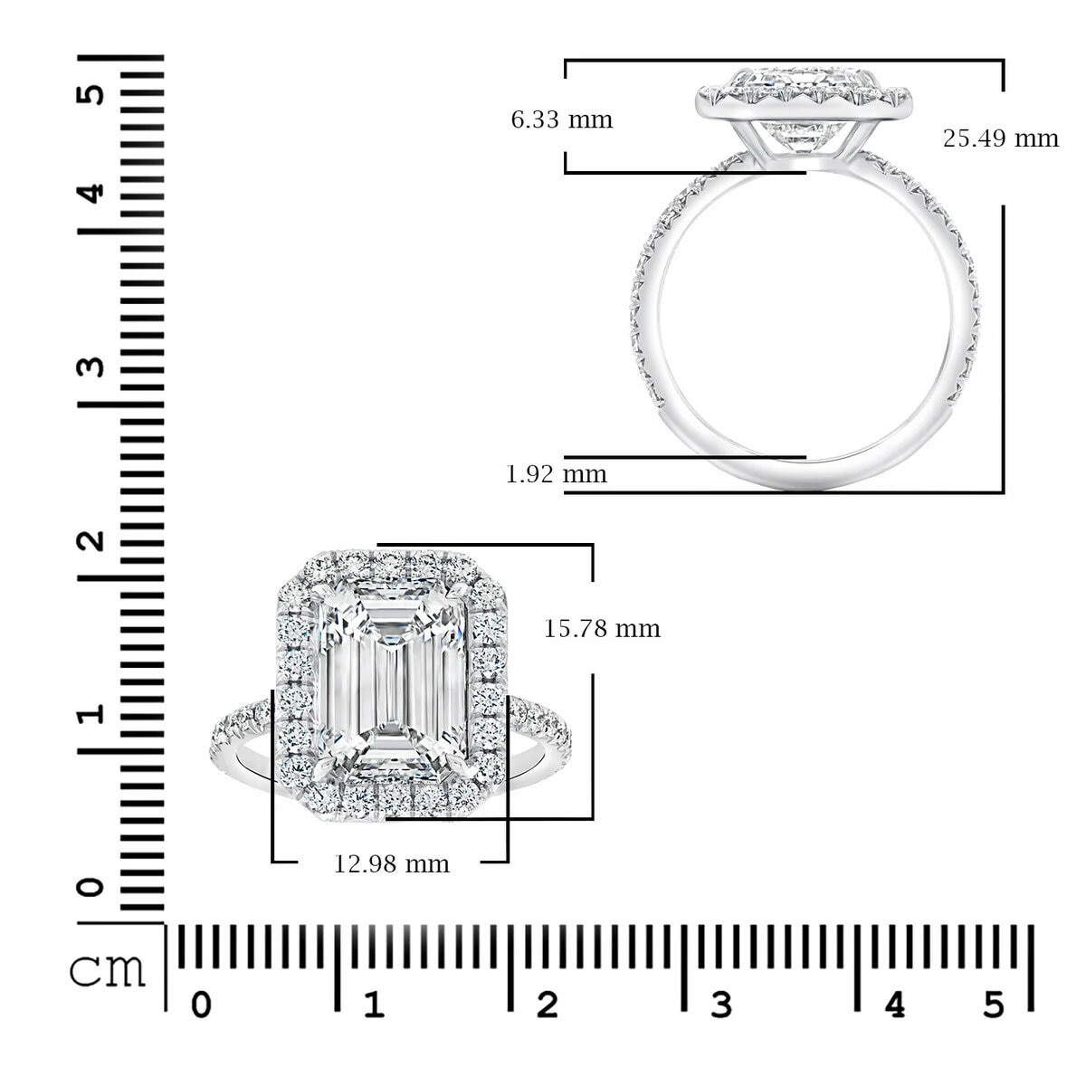 5.81ctw Emerald Cut Diamond Halo Ring, Platinum