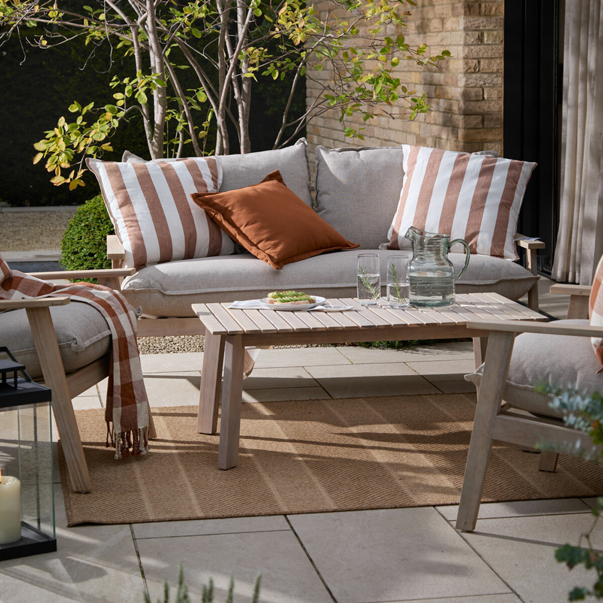 Yard Hayle Rust Striped Indoor Outdoor Cushion, 50 x 50 cm