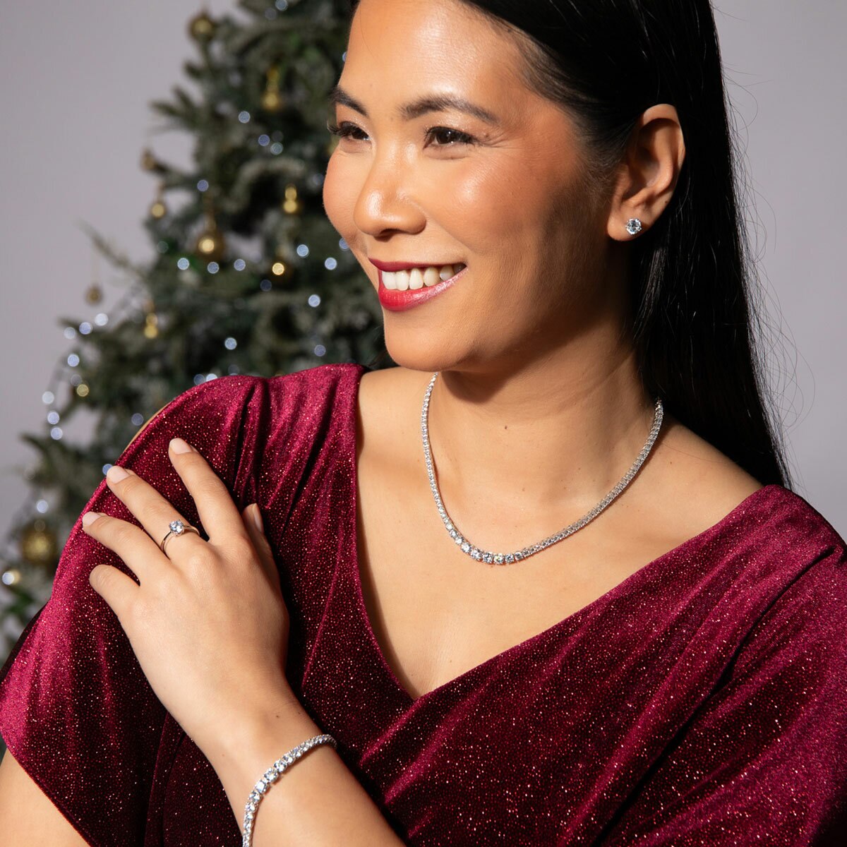 Diamonfire Graduated Zirconia Tennis Necklace