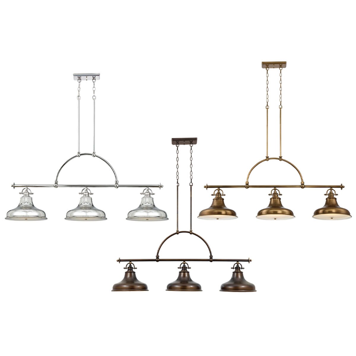 Quoizel Emery 3 Light Island Pendant Light in 3 Finishes Costco UK