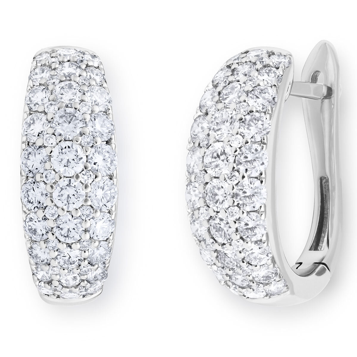 1.30ctw Round Brilliant Cut Diamond Hoop Earrings, 18ct White Gold