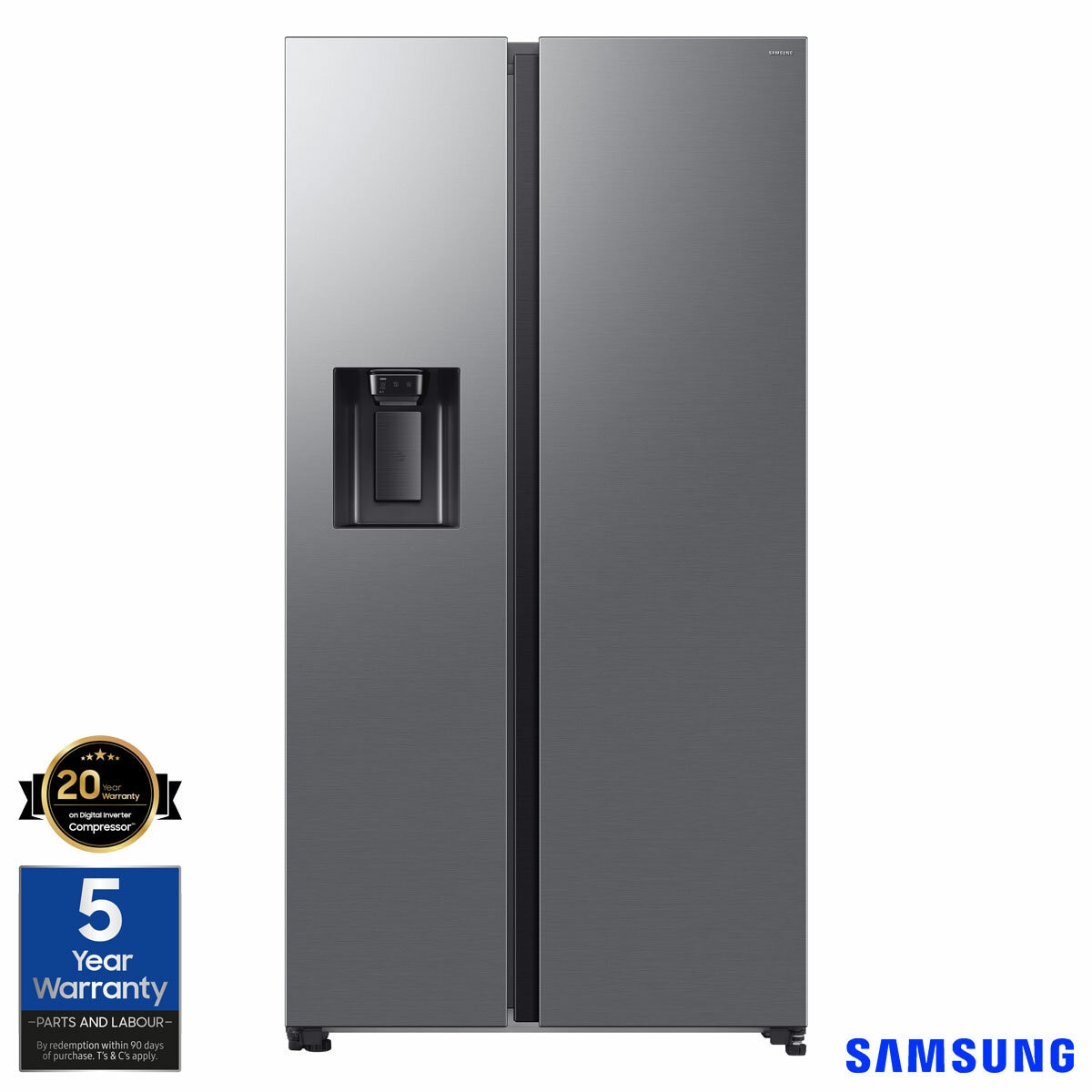 Samsung Series 6, SpaceMax RS70F64KETEU 640L Side by Side Fridge Freezer, E Rated in Silver