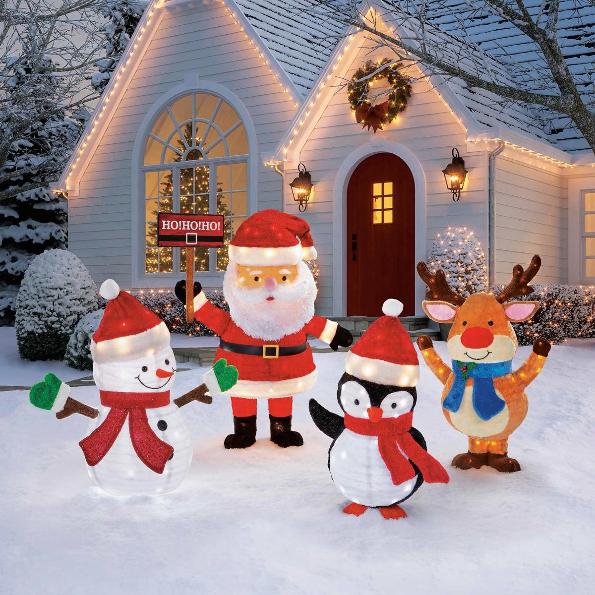 Buy 4pc Snowman, Santa, Moose, Penguin Lifestyle Image at costco.co.uk