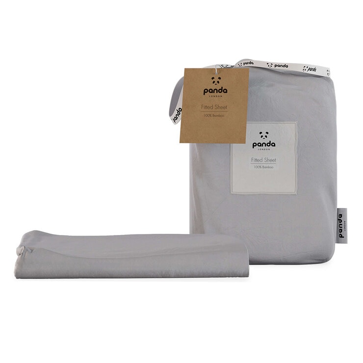 panda bamboo fitted sheet in quiet grey
