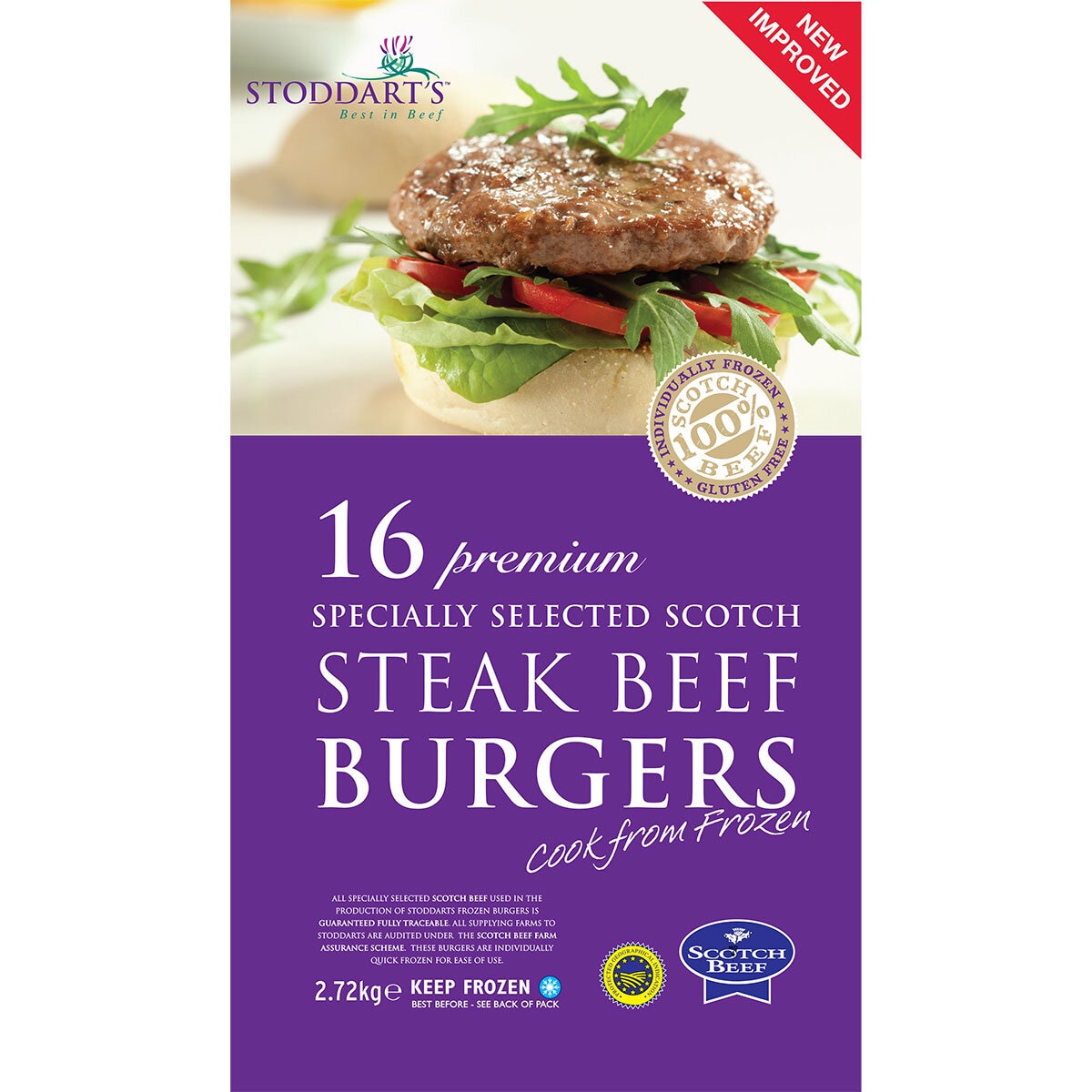 Stoddart's Scotch Steak Beef Burgers, 16 x 170g