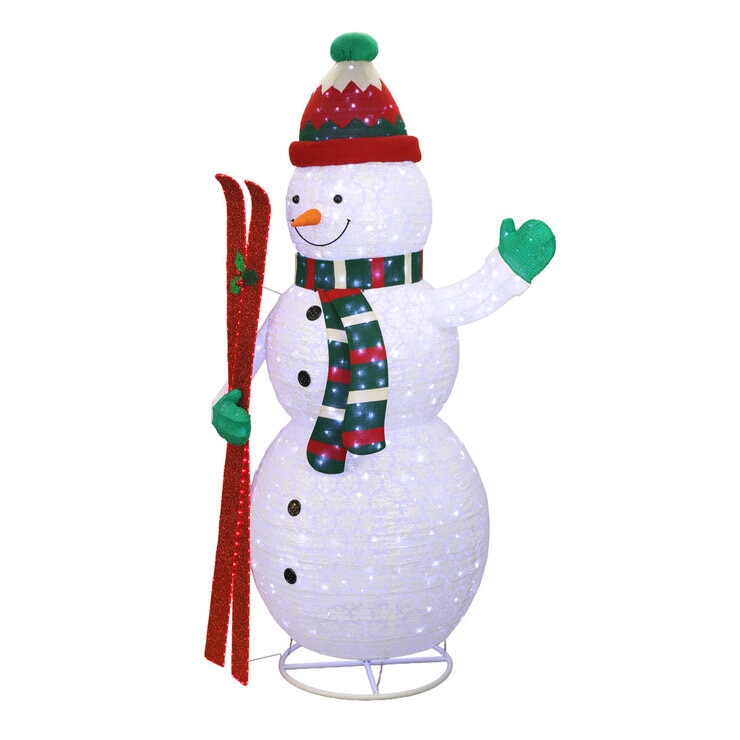 9 ft LED Twinkle Collapsible Snowman with Skis