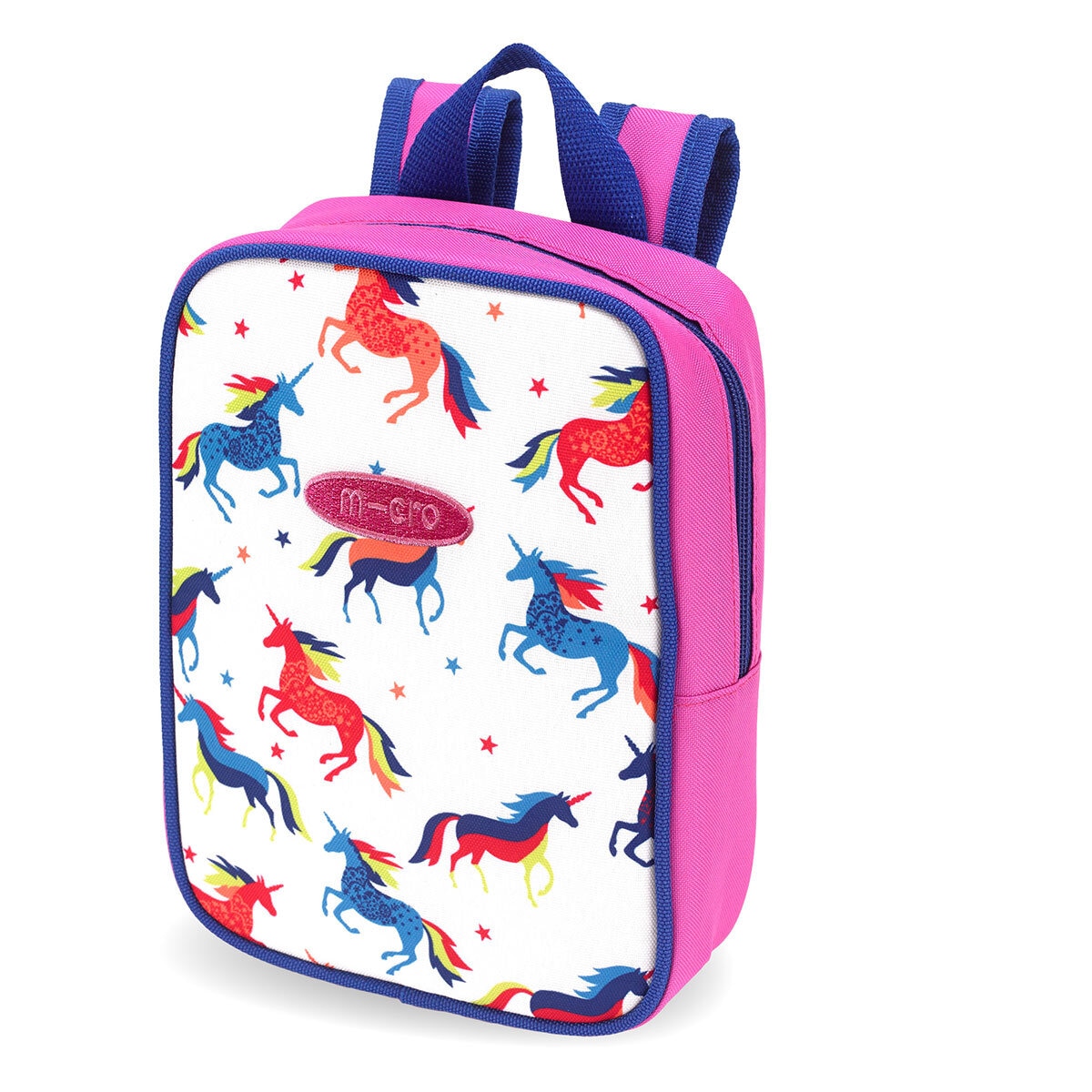 Micro Maxi Deluxe LED Purple Scooter with Medium Pink Helmet and Unicorn Lunch Bag (5+ Years)