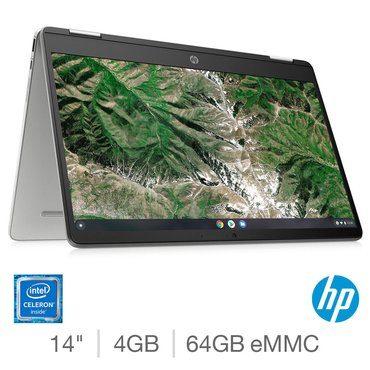 HP Chromebook x360, Intel Celeron, 4GB RAM,  64GB eMMC, 14 Inch Convertible Chromebook, 14a-ca0005na