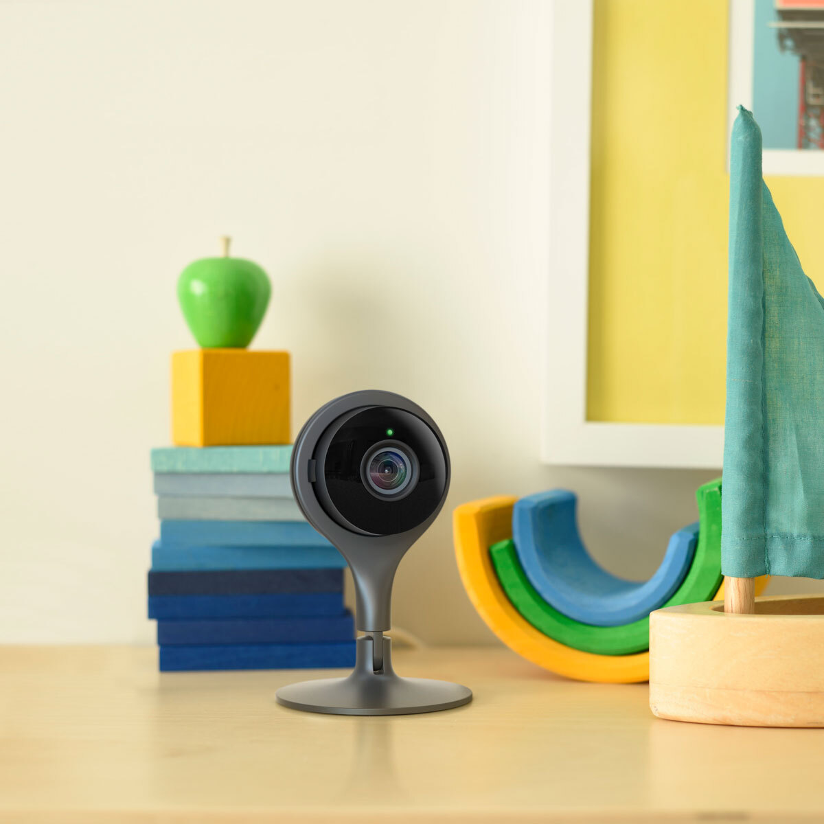 Lifestyle image of indoor camera in playroom