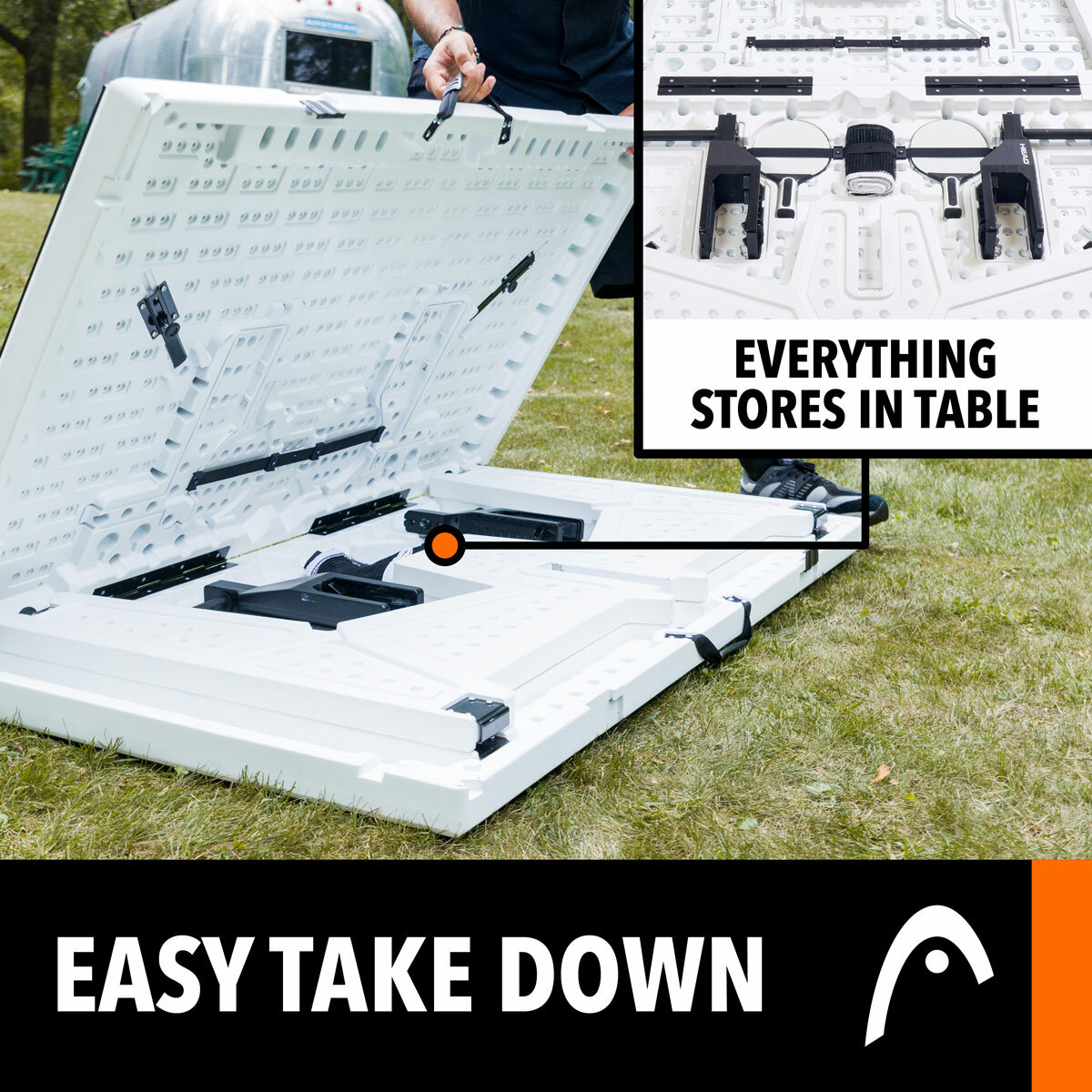 Lifestyle image of someone folding down the table tennis table Lifestyle image of someone folding down the table tennis table
