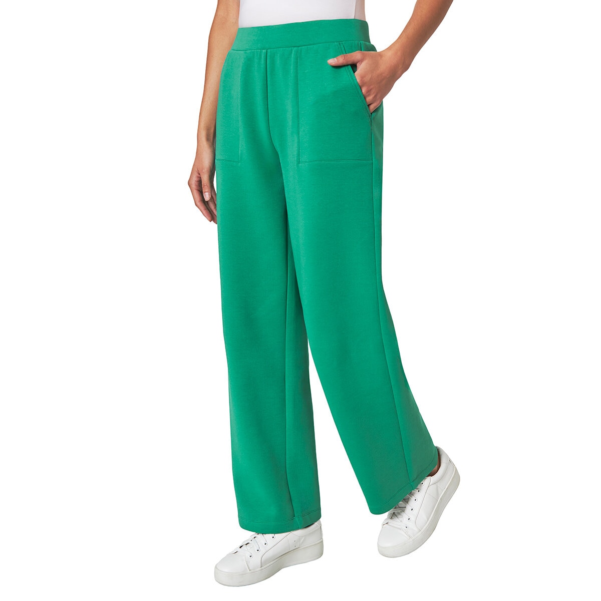 Mondetta Ladies Ribbed Wide Leg Trousers in Green