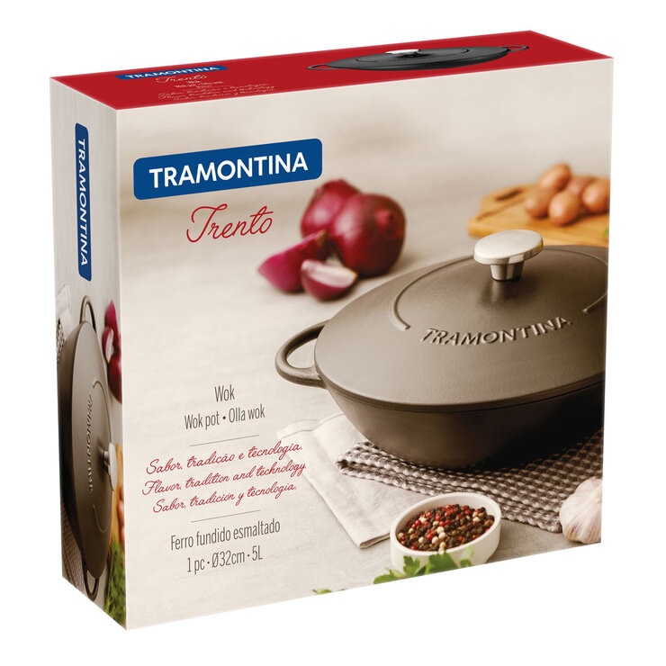 Tramontina Enameled Cast Iron Wok, 32cm / 5.0L