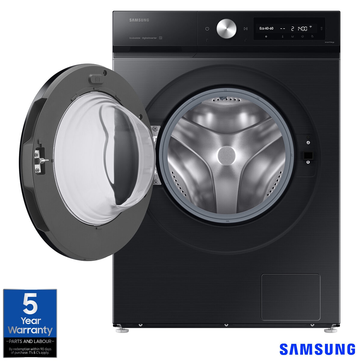 Samsung Series 7 WW90DB7U94GBU1, 9kg Smart Washing Machine, A Rated in Black
