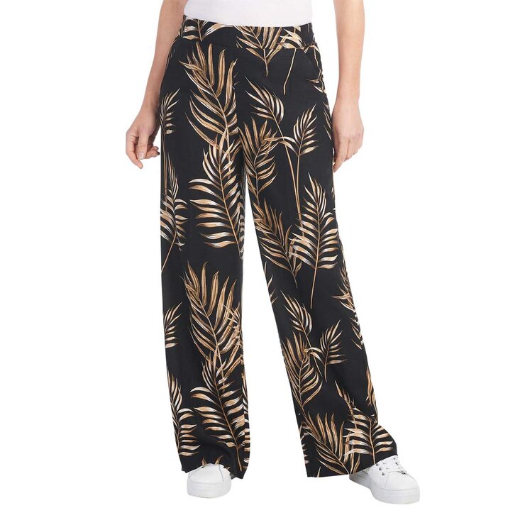 Hilary Radley Wide Leg Pant in Beige & Black