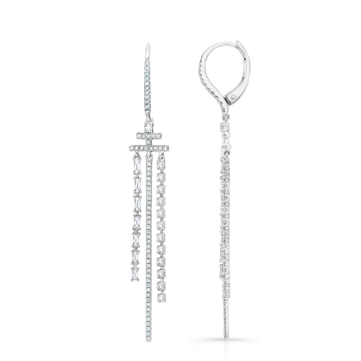 1.04ctw Diamond Dangle Earrings, 18k White Gold