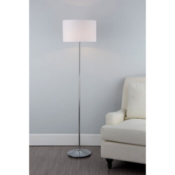 Delta Polished Chrome Floor Lamp with Ivory Shade 