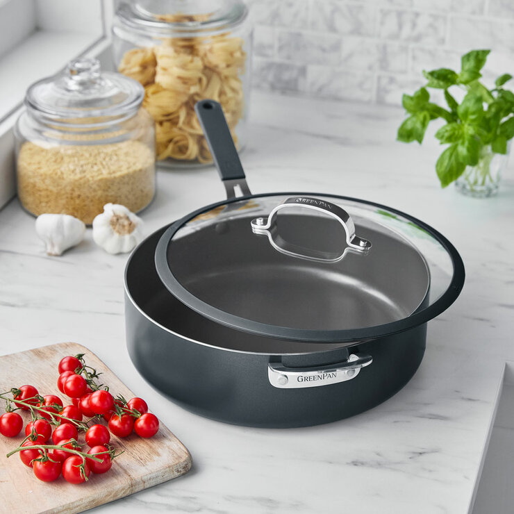 GreenPan Saute Pan with Lid, 30cm in Grey