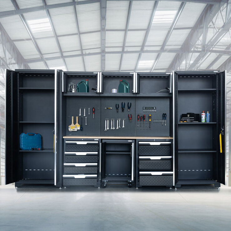 Hilka Garage Pro+ 24 Gauge Steel 9 Piece Cabinet Set