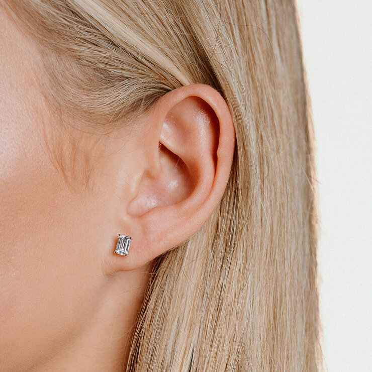 Diamonfire Sterling Silver Emerald Cut Cubic Zirconia Stud Earrings Diamonfire Sterling Silver Emerald Cut Cubic Zirconia Stud Earrings