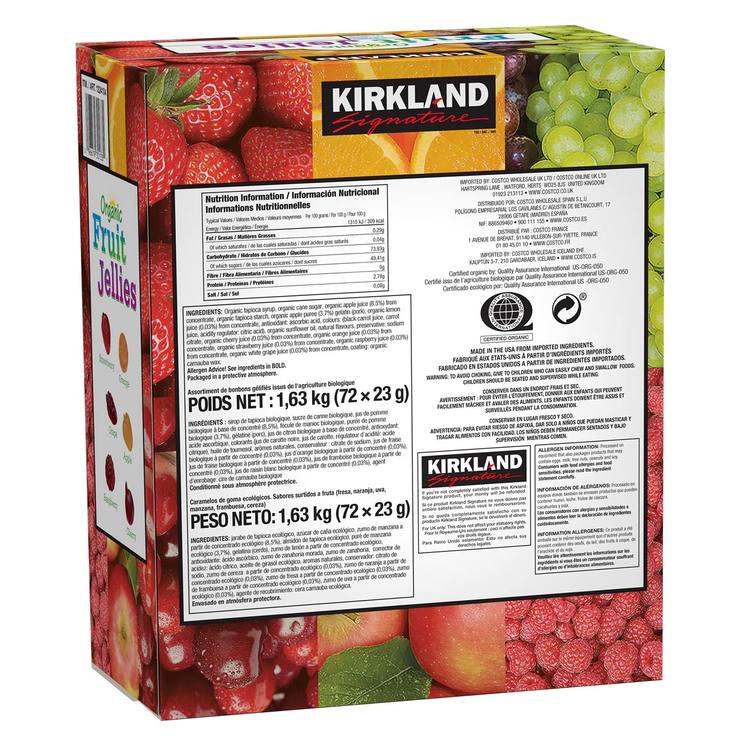 Kirkland Signature Organic Fruit Jellies, 72 x 23g Packs Costco UK
