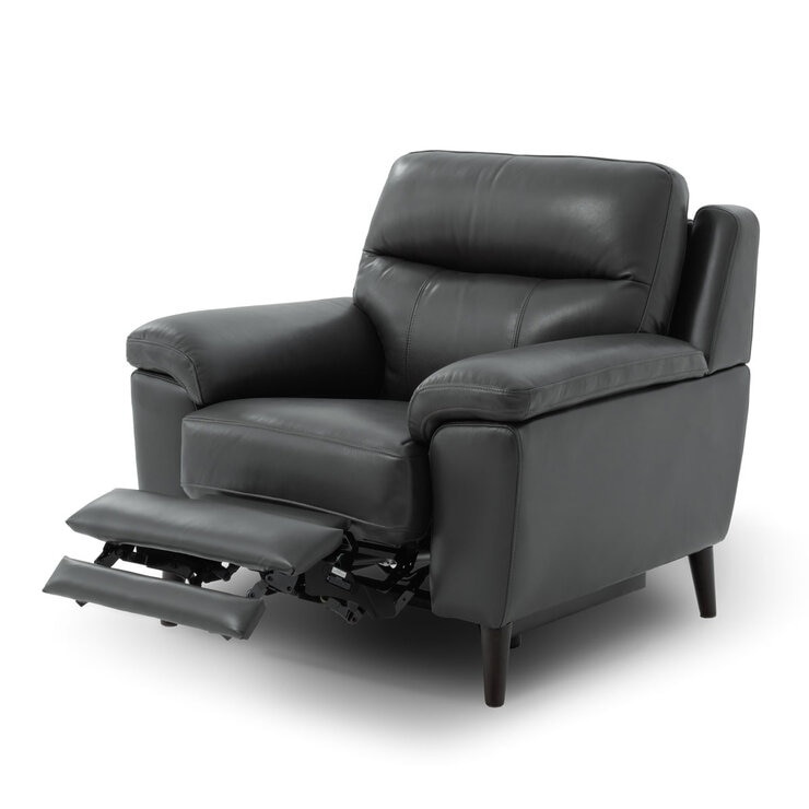 Grace Dark Grey Leather Power Reclining Armchair