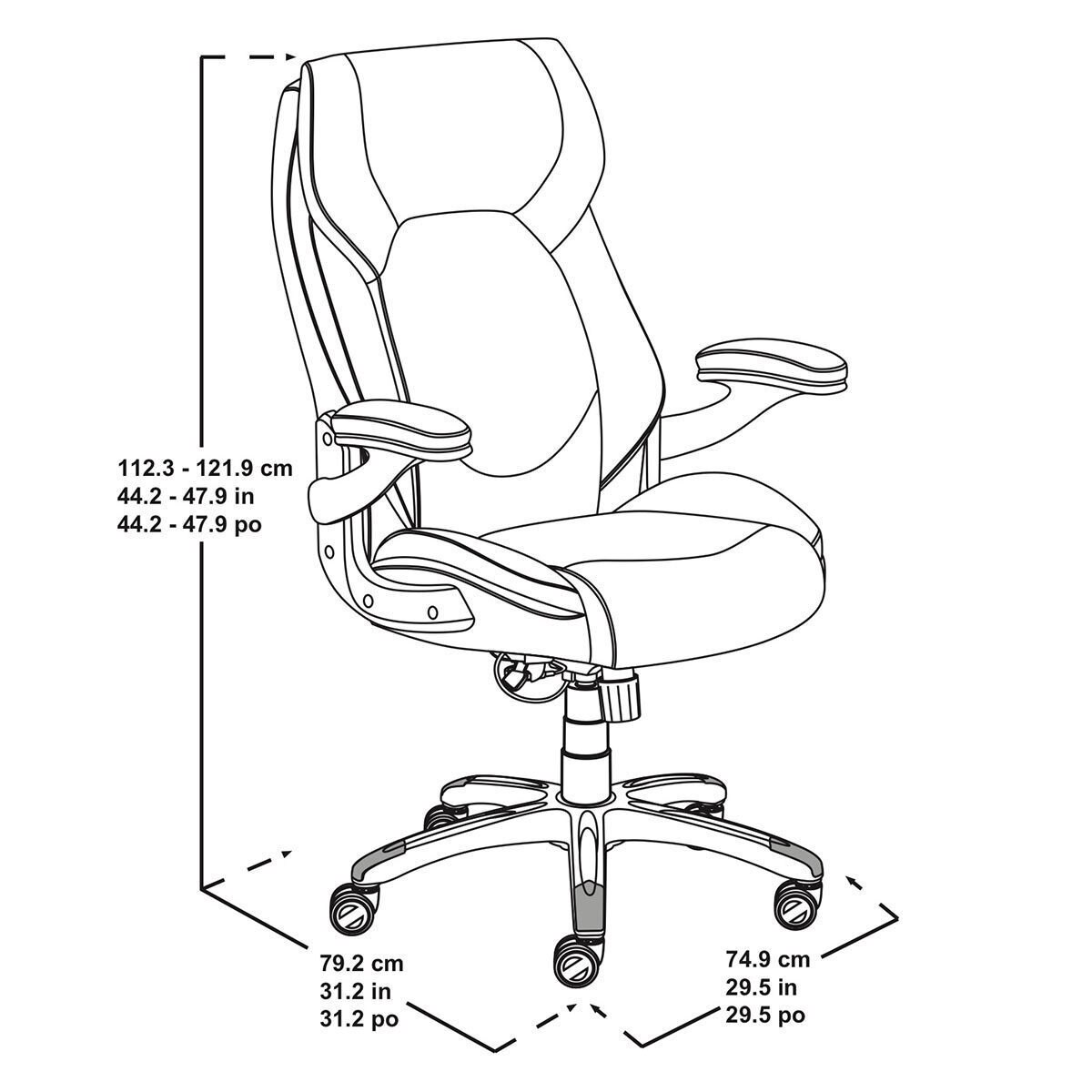True Wellness Active Lumbar Black Bonded Leather Managers Chair Costco UK