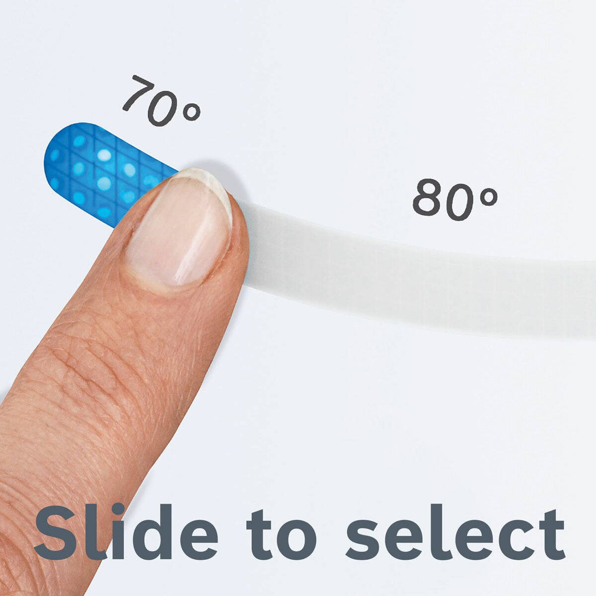 Lifestyle image of Bosch kettle with touch display, slide to select temperature