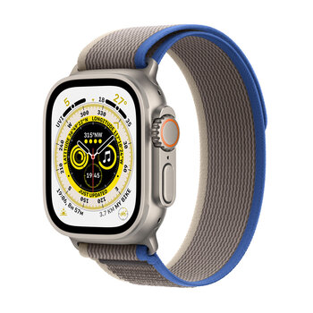 Apple Watch Ultra GPS + Cellular, 49mm Titanium Case with Blue/Grey Trail Loop