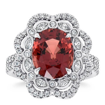 Oval Cut Spinel & 0.80ctw Diamond Halo Ring, Platinum