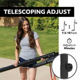 Image showing the basketball hoop system's telescoping adjust from 7.5 to 10 feet